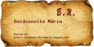 Balázsovits Mária névjegykártya