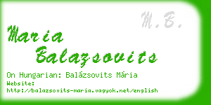 maria balazsovits business card